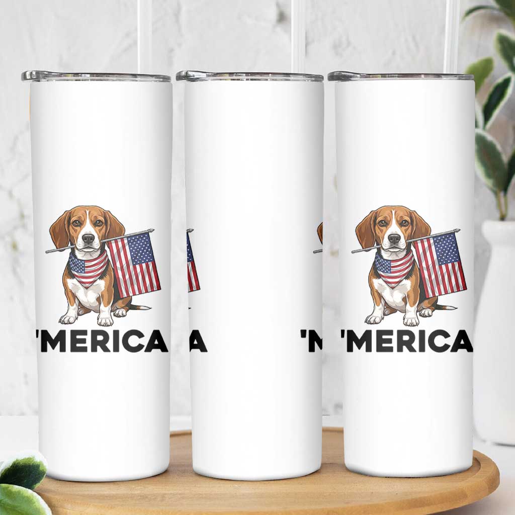 Patriotic Beagle Lover 4th Of July Dog Skinny Tumbler Merica Pride