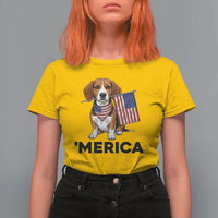 Patriotic Beagle Lover 4th Of July Dog T Shirt For Women Merica Pride