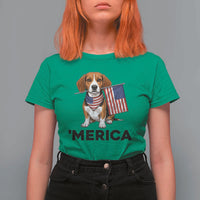 Patriotic Beagle Lover 4th Of July Dog T Shirt For Women Merica Pride