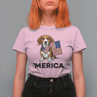 Patriotic Beagle Lover 4th Of July Dog T Shirt For Women Merica Pride
