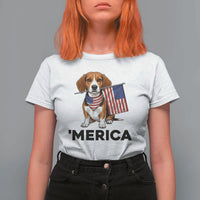 Patriotic Beagle Lover 4th Of July Dog T Shirt For Women Merica Pride