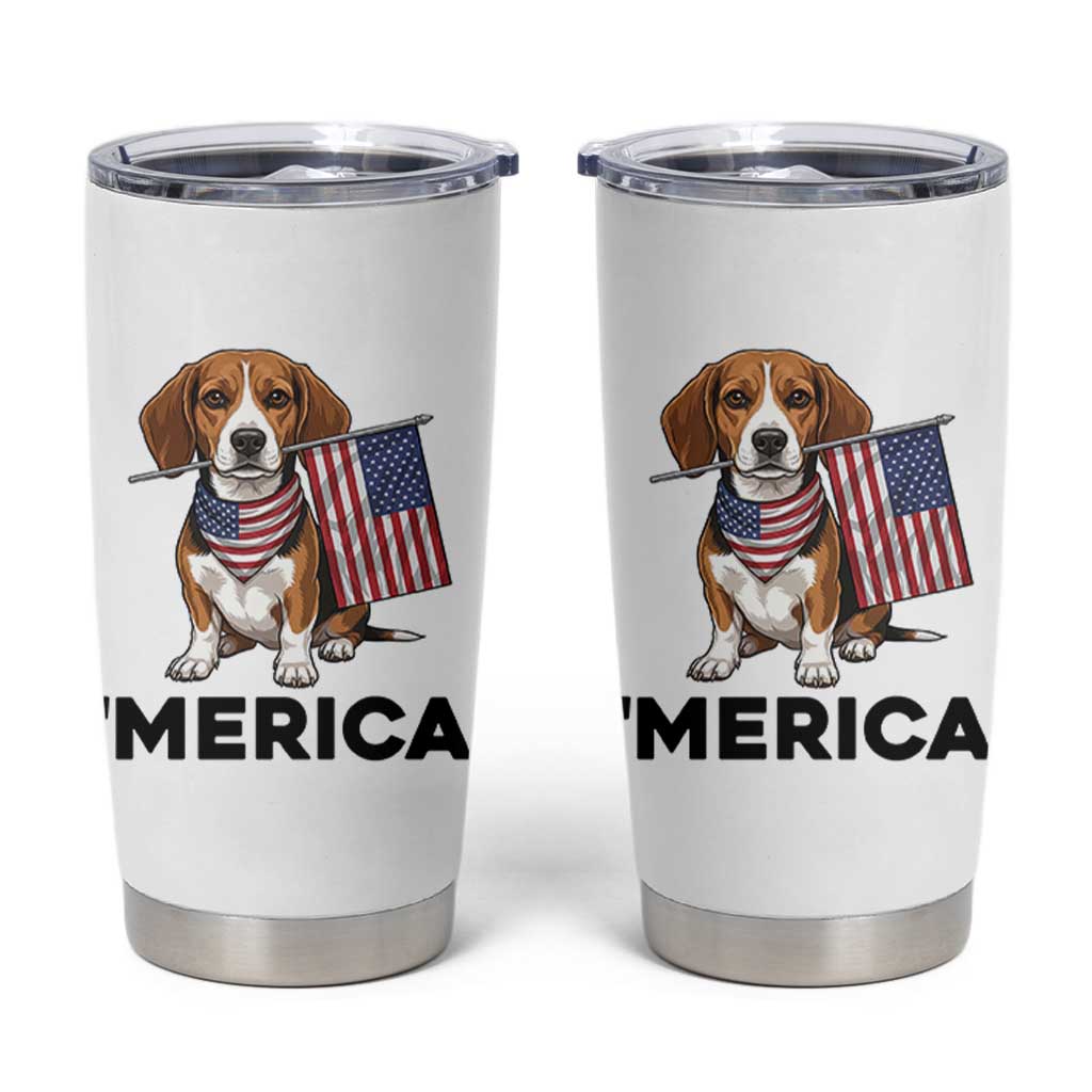 Patriotic Beagle Lover 4th Of July Dog Tumbler Cup Merica Pride