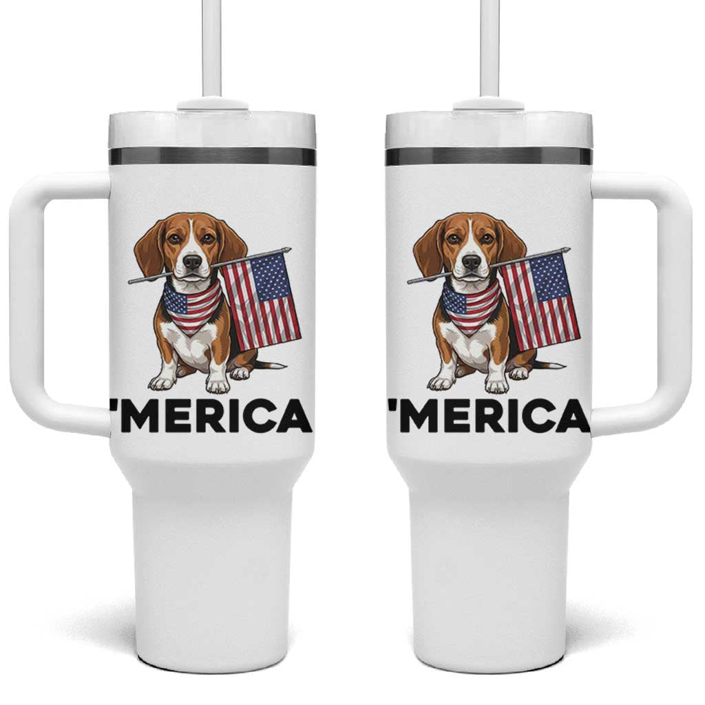 Patriotic Beagle Lover 4th Of July Dog Tumbler With Handle Merica Pride
