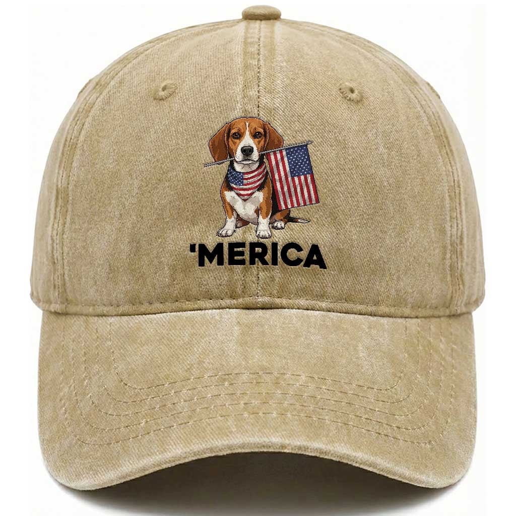 Patriotic Beagle Lover 4th Of July Dog Washed Cotton Baseball Cap Merica Pride