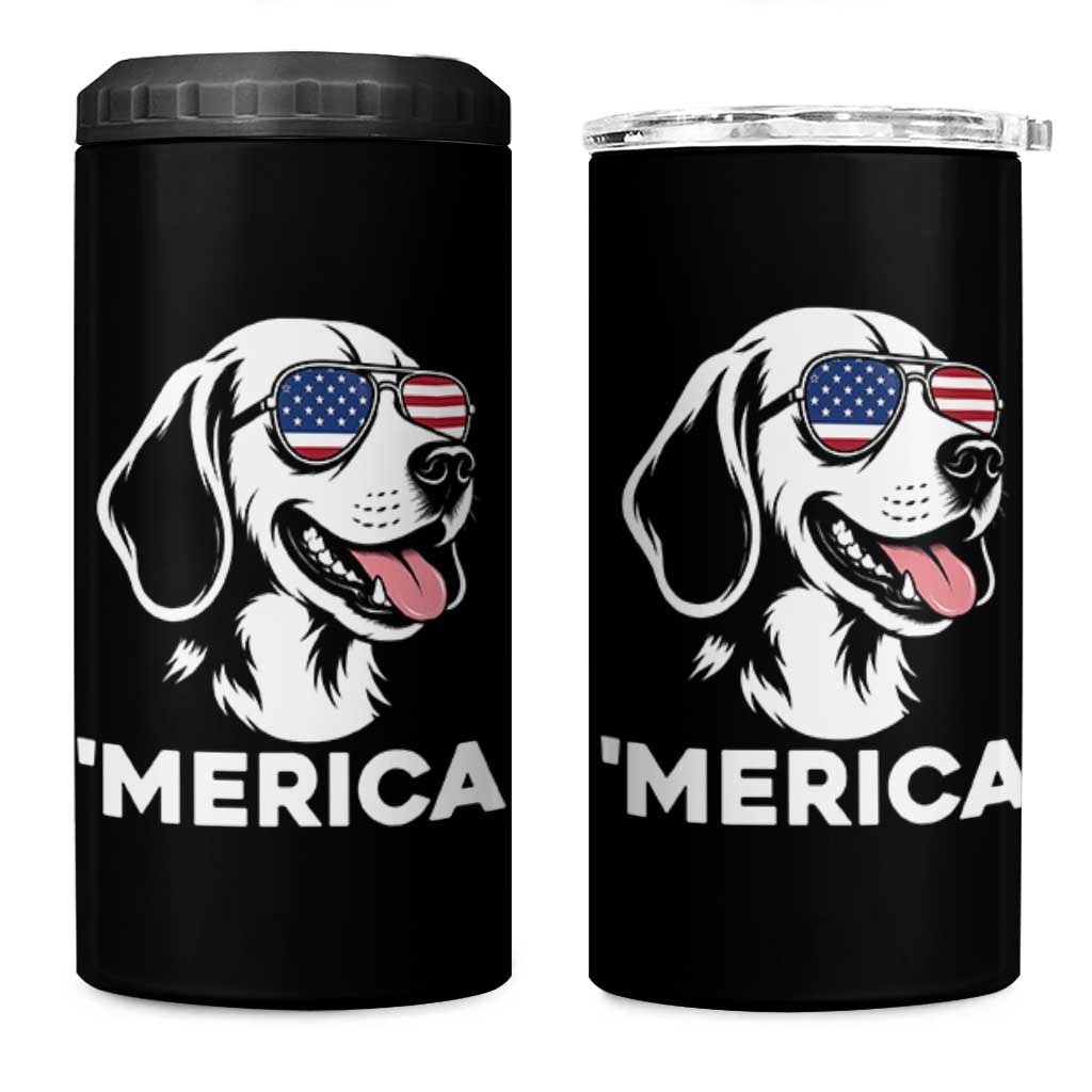 Funny Merica Beagle Lover 4th Of July 4 in 1 Can Cooler Tumbler Patriotic Dog Gift
