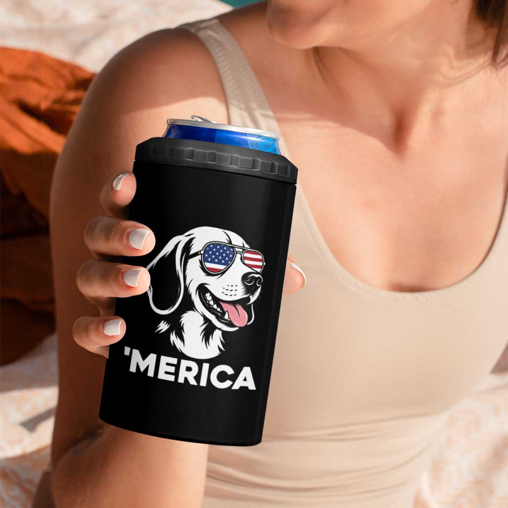 Funny Merica Beagle Lover 4th Of July 4 in 1 Can Cooler Tumbler Patriotic Dog Gift