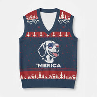 Funny Merica Beagle Lover 4th Of July V-Neck Knit Sweater Vest Patriotic Dog Gift