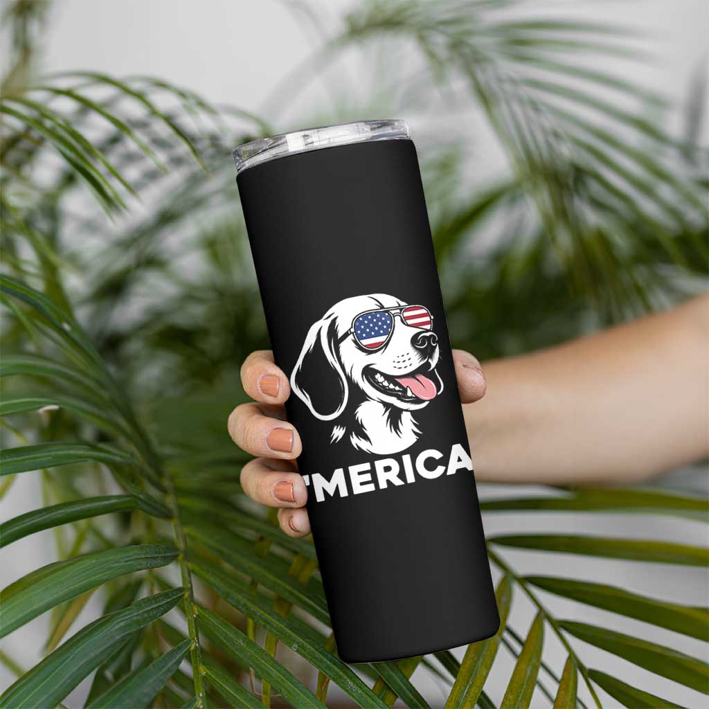 Funny Merica Beagle Lover 4th Of July Skinny Tumbler Patriotic Dog Gift