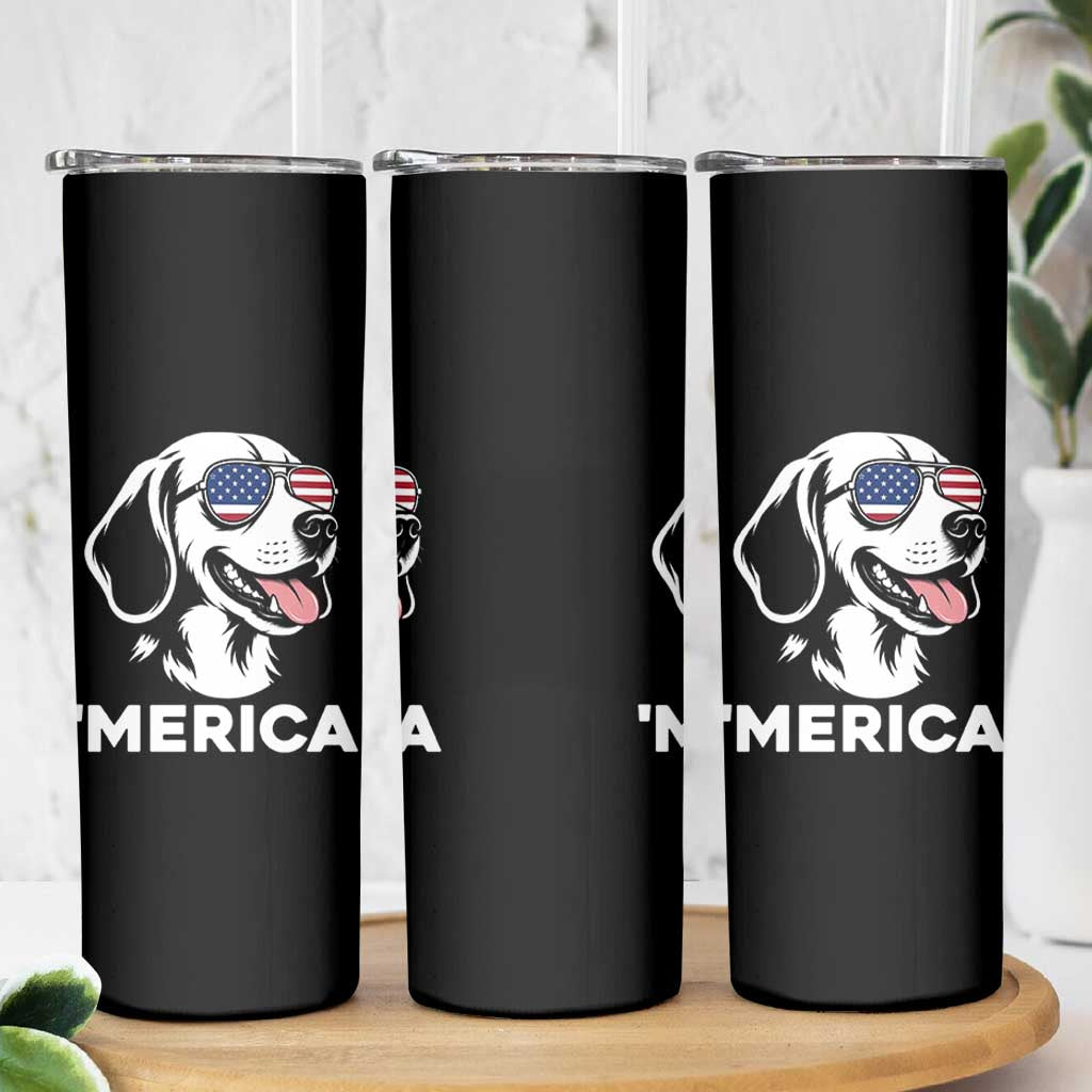 Funny Merica Beagle Lover 4th Of July Skinny Tumbler Patriotic Dog Gift