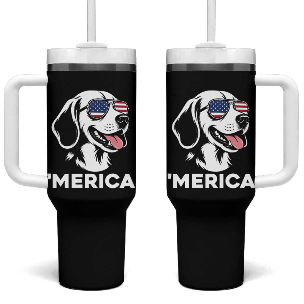 Funny Merica Beagle Lover 4th Of July Tumbler With Handle Patriotic Dog Gift