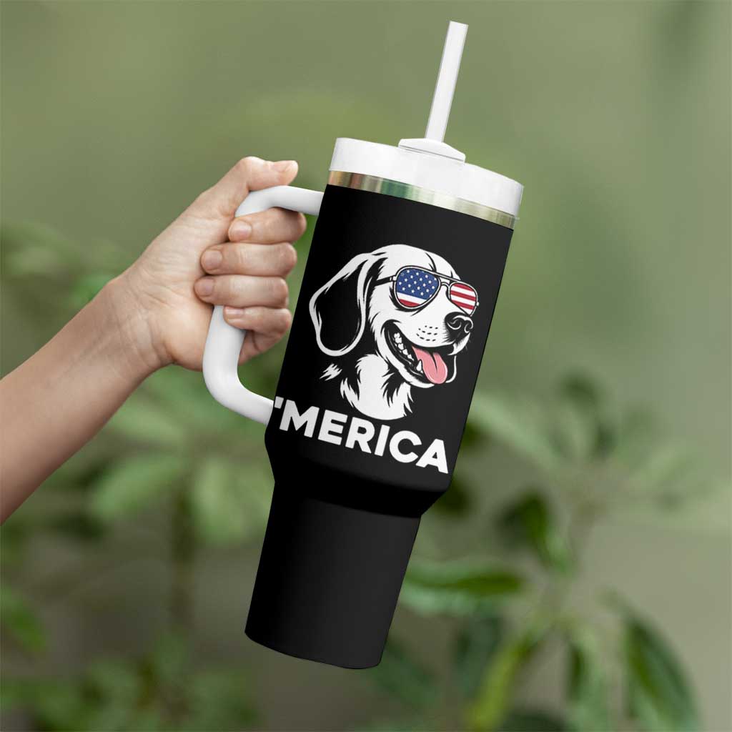Funny Merica Beagle Lover 4th Of July Tumbler With Handle Patriotic Dog Gift