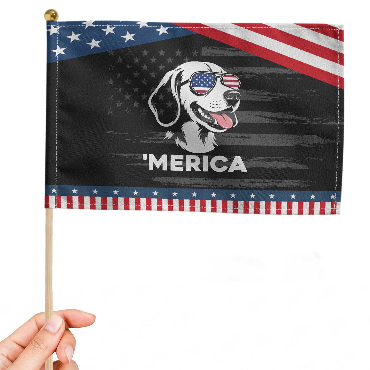Funny Merica Beagle Lover 4th Of July Patriotic Handheld Flag Dog Mom Dad Gift