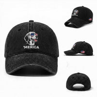 Funny Merica Beagle Lover 4th Of July Washed Cotton Baseball Cap Patriotic Dog Gift