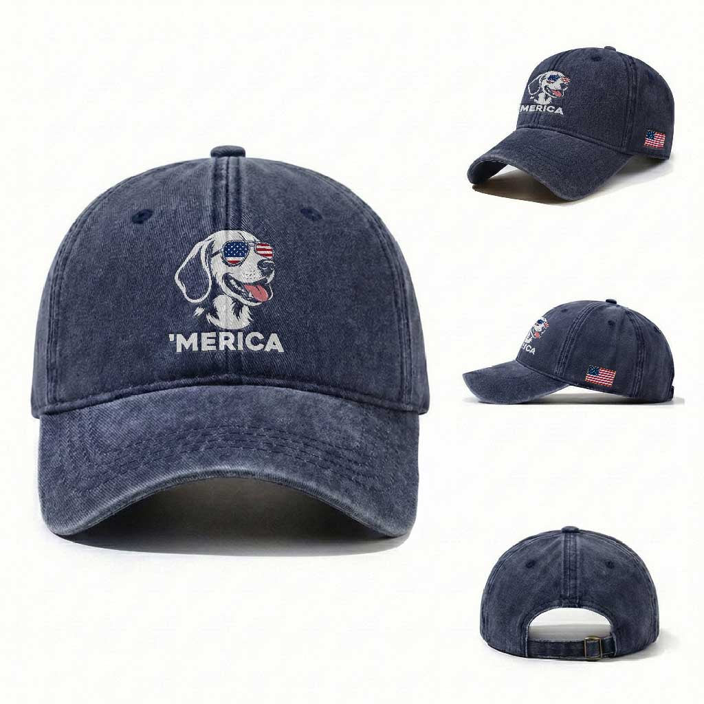 Funny Merica Beagle Lover 4th Of July Washed Cotton Baseball Cap Patriotic Dog Gift