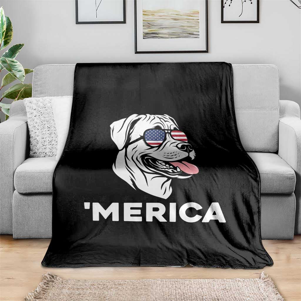 Patriotic Boxer Lover 4th Of July Dog Throw Blanket American Flag Merica Pride