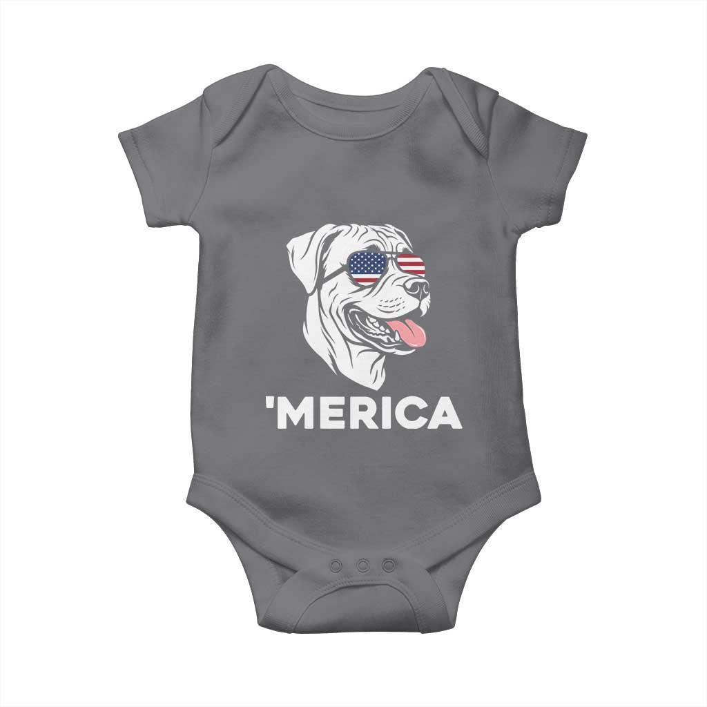 Patriotic Boxer Lover 4th Of July Dog Baby Onesie American Flag Merica Pride
