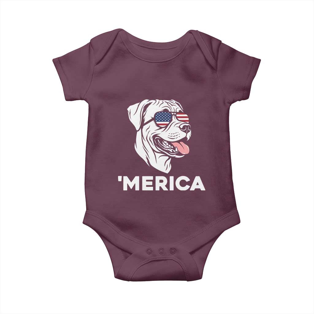 Patriotic Boxer Lover 4th Of July Dog Baby Onesie American Flag Merica Pride