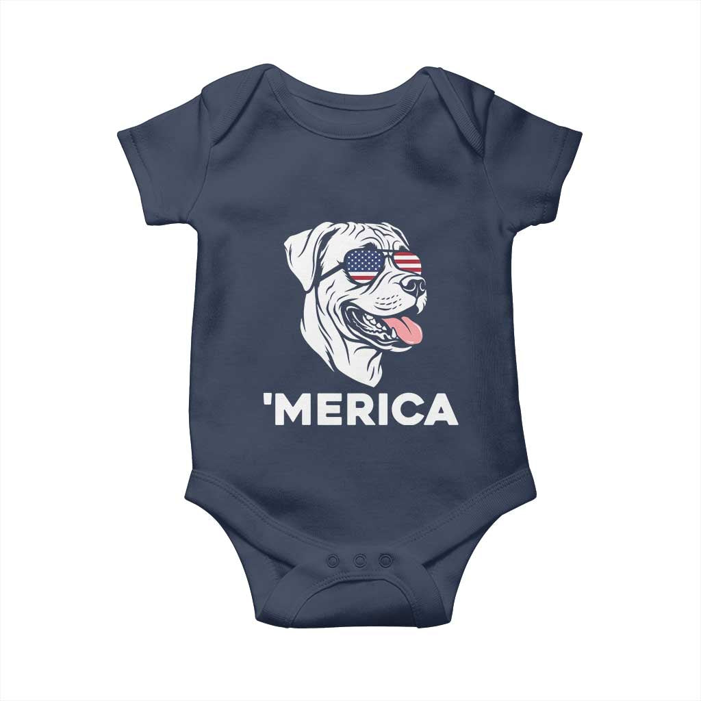 Patriotic Boxer Lover 4th Of July Dog Baby Onesie American Flag Merica Pride