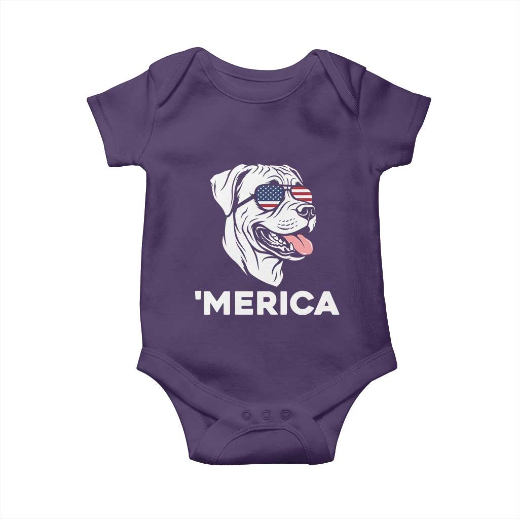 Patriotic Boxer Lover 4th Of July Dog Baby Onesie American Flag Merica Pride