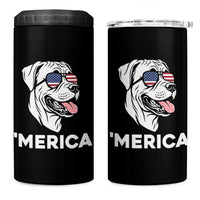 Patriotic Boxer Lover 4th Of July Dog 4 in 1 Can Cooler Tumbler American Flag Merica Pride