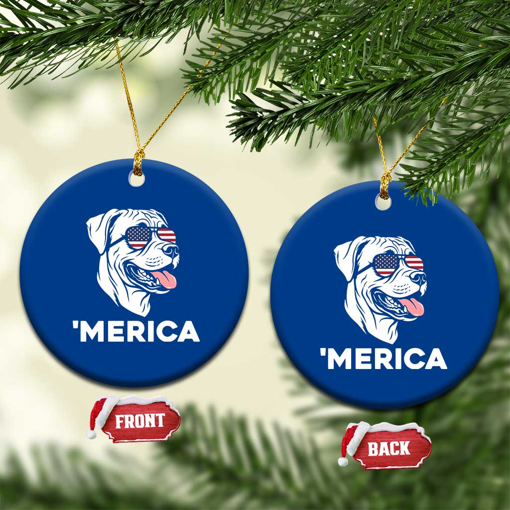 Patriotic Boxer Lover 4th Of July Dog Ceramic Ornament American Flag Merica Pride