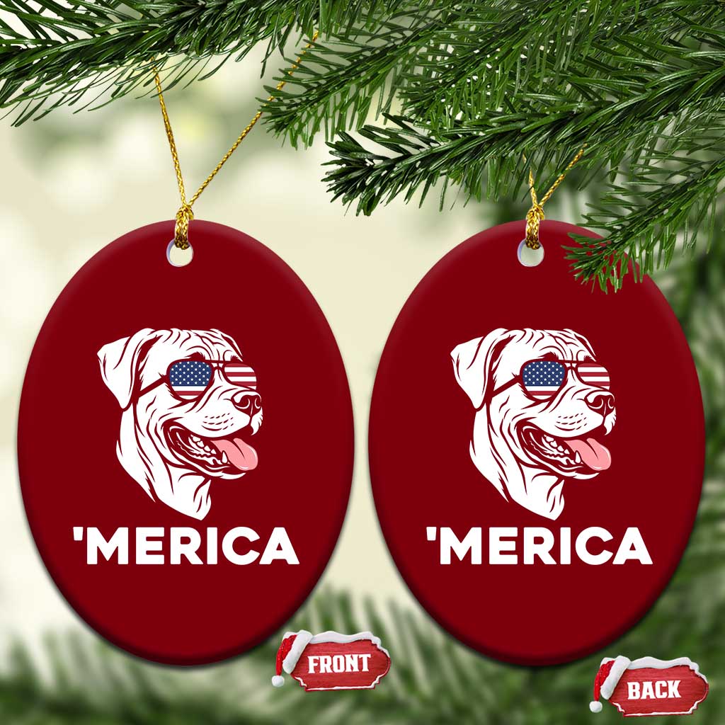 Patriotic Boxer Lover 4th Of July Dog Ceramic Ornament American Flag Merica Pride