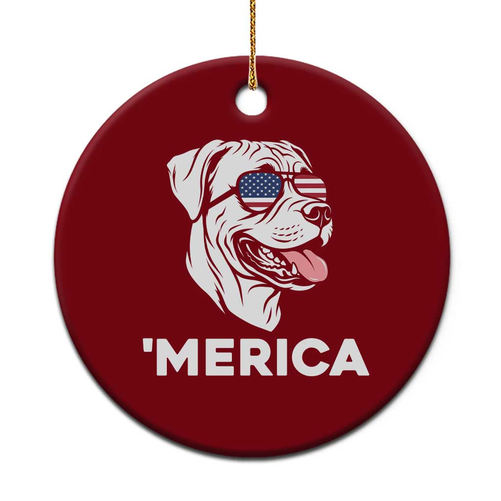 Patriotic Boxer Lover 4th Of July Dog Ceramic Ornament American Flag Merica Pride