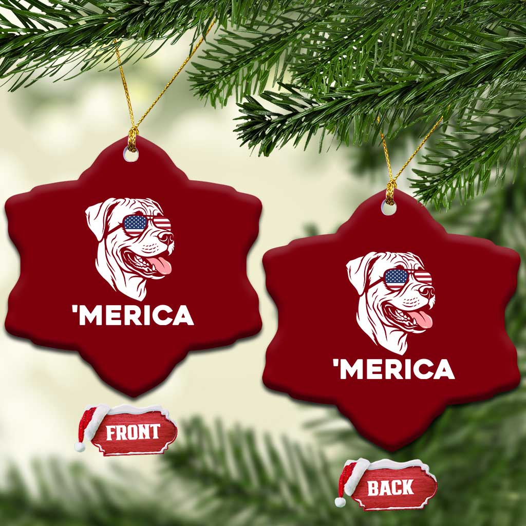 Patriotic Boxer Lover 4th Of July Dog Ceramic Ornament American Flag Merica Pride