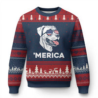 Patriotic Boxer Lover 4th Of July Dog Ugly Christmas Sweater American Flag Merica Pride
