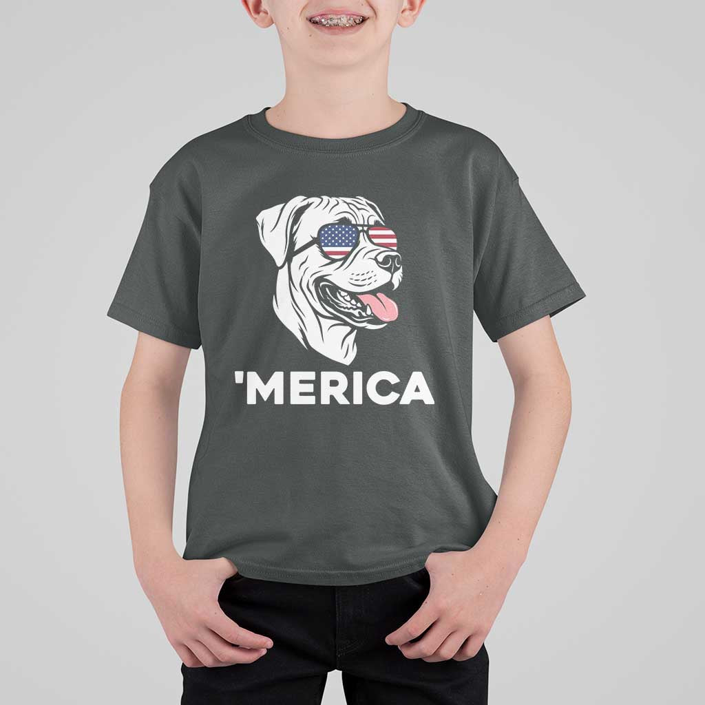 Patriotic Boxer Lover 4th Of July Dog T Shirt For Kid American Flag Merica Pride