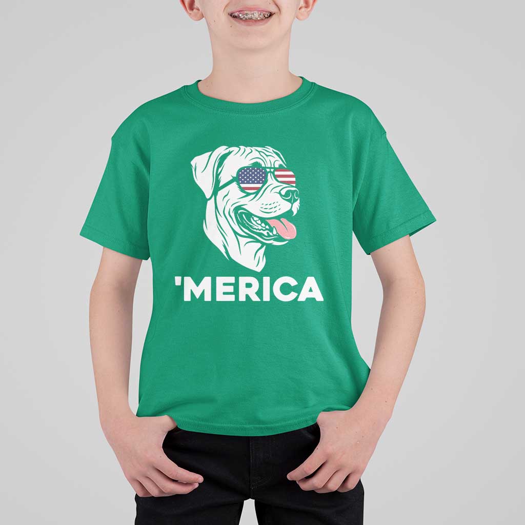 Patriotic Boxer Lover 4th Of July Dog T Shirt For Kid American Flag Merica Pride