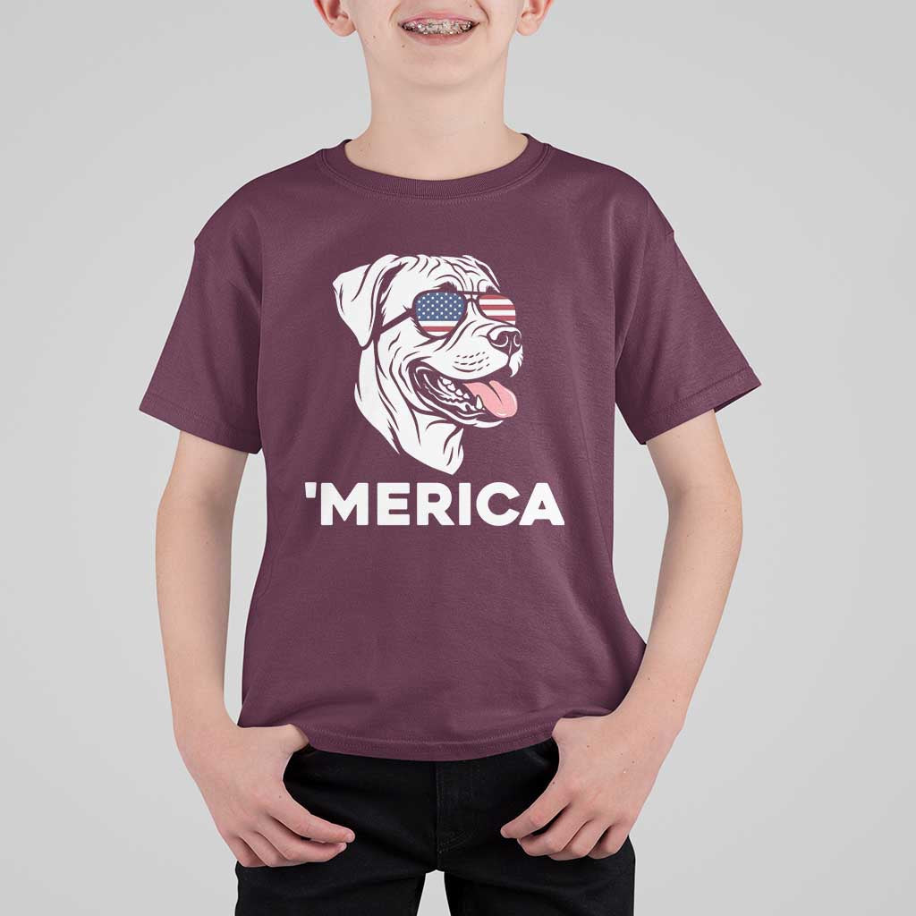 Patriotic Boxer Lover 4th Of July Dog T Shirt For Kid American Flag Merica Pride