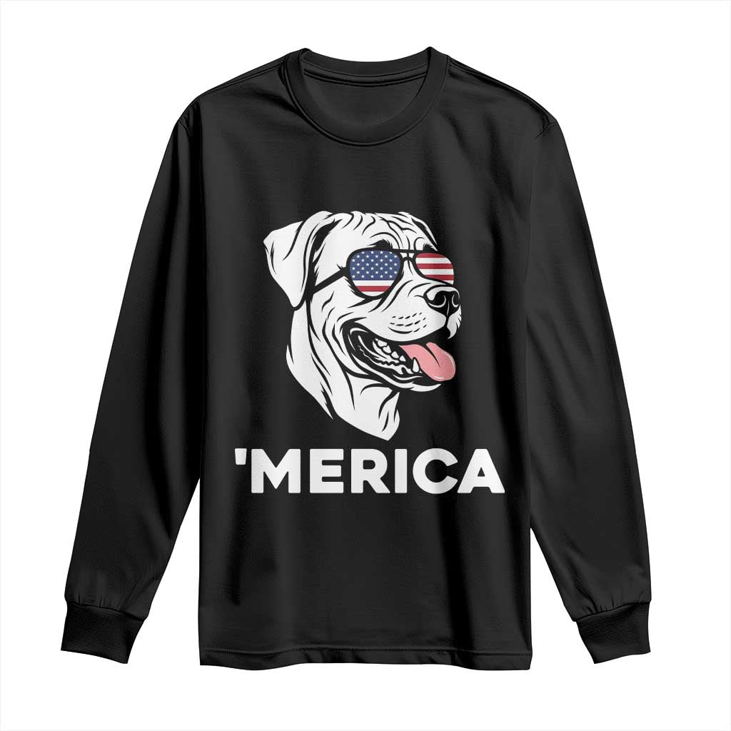 Patriotic Boxer Lover 4th Of July Dog Long Sleeve Shirt American Flag Merica Pride