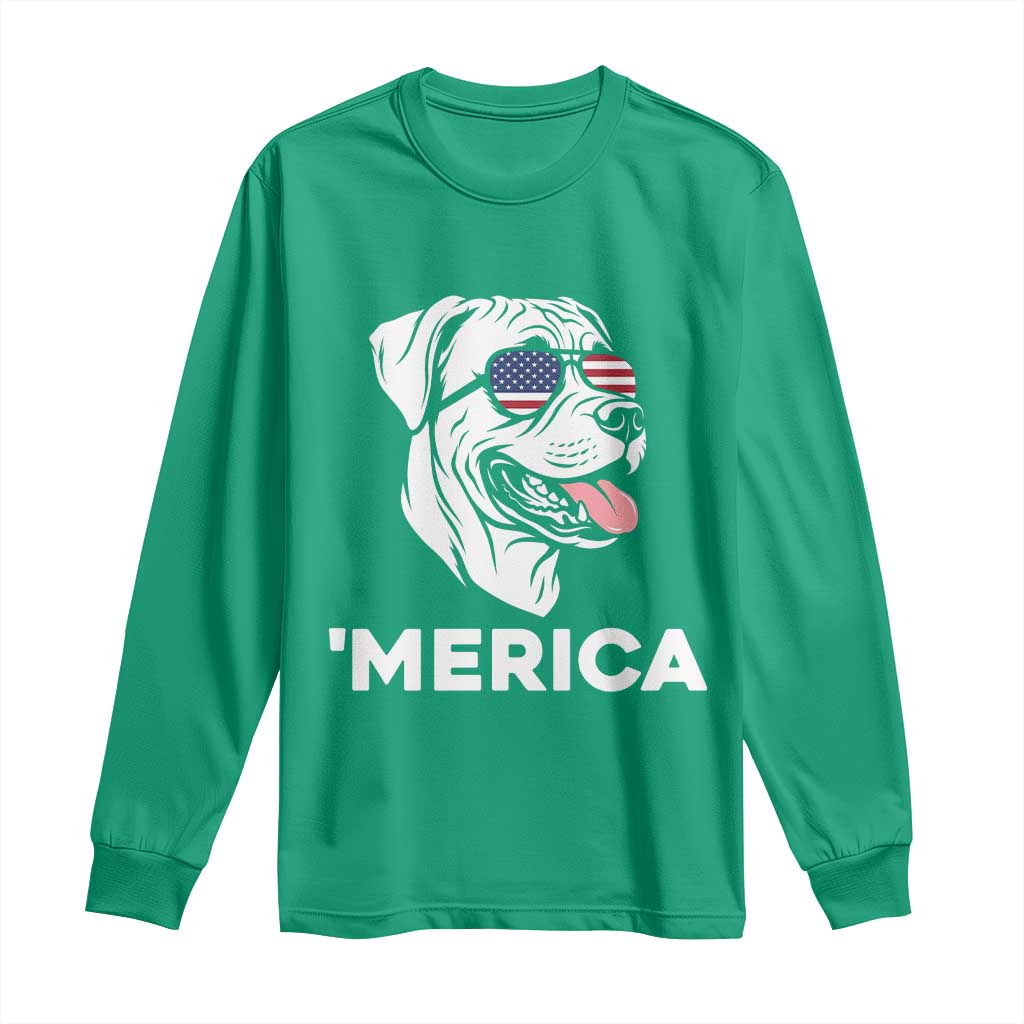 Patriotic Boxer Lover 4th Of July Dog Long Sleeve Shirt American Flag Merica Pride