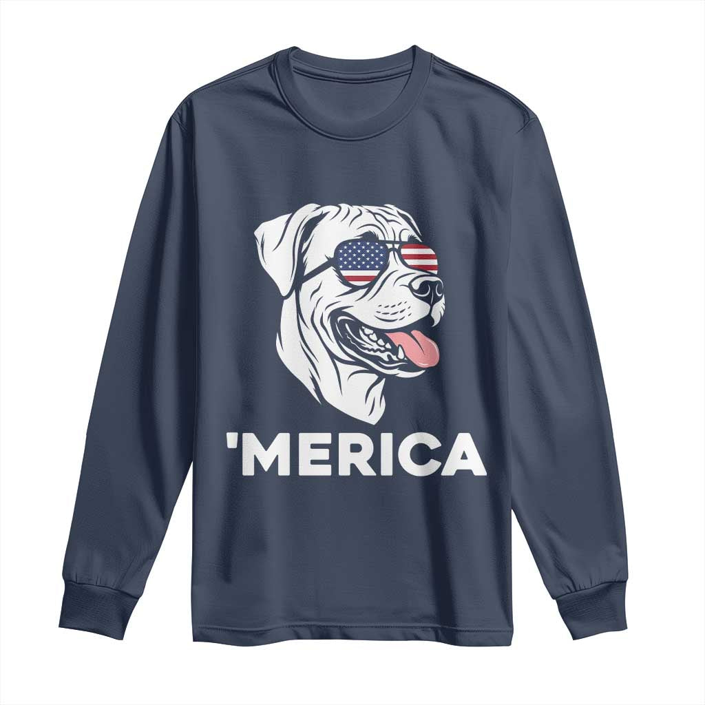 Patriotic Boxer Lover 4th Of July Dog Long Sleeve Shirt American Flag Merica Pride
