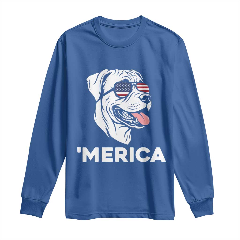 Patriotic Boxer Lover 4th Of July Dog Long Sleeve Shirt American Flag Merica Pride