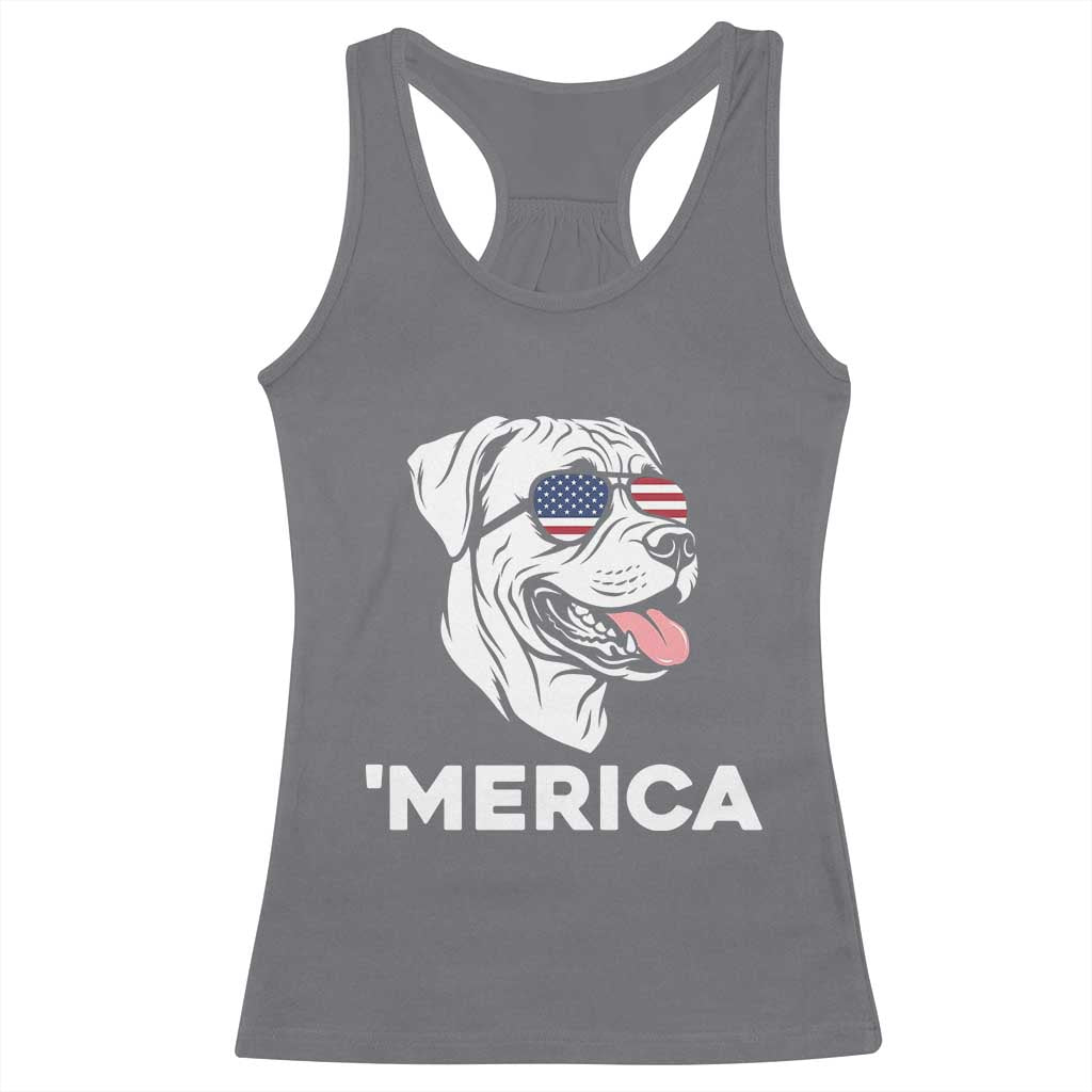 Patriotic Boxer Lover 4th Of July Dog Racerback Tank Top American Flag Merica Pride