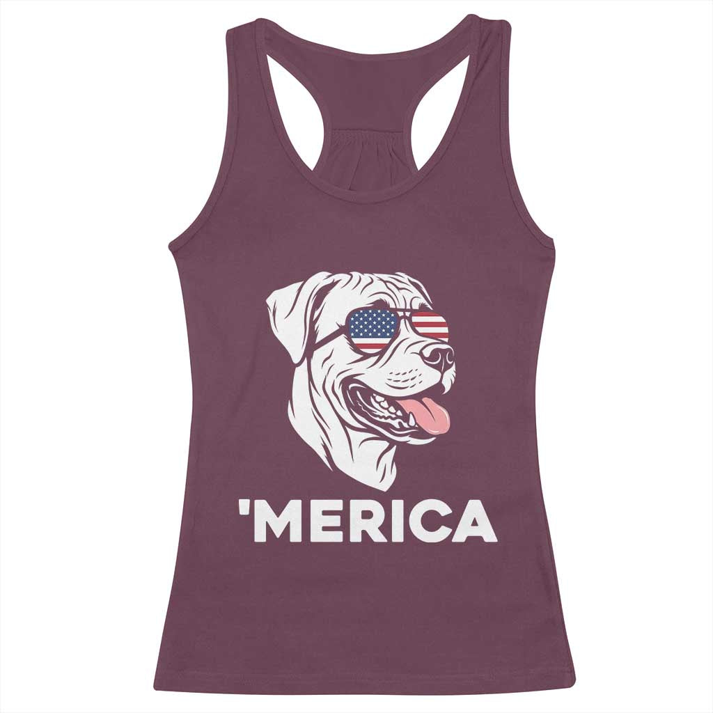 Patriotic Boxer Lover 4th Of July Dog Racerback Tank Top American Flag Merica Pride