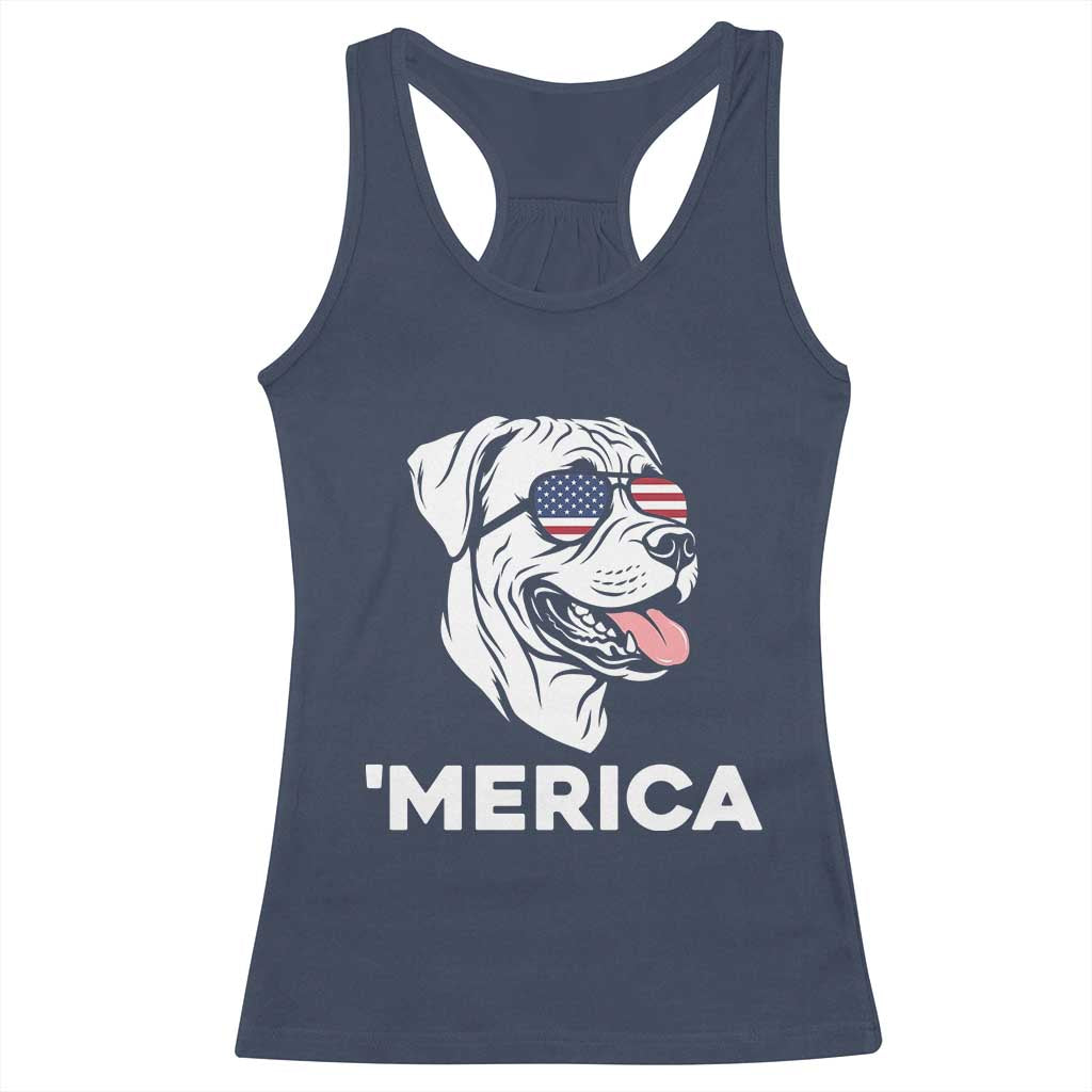 Patriotic Boxer Lover 4th Of July Dog Racerback Tank Top American Flag Merica Pride