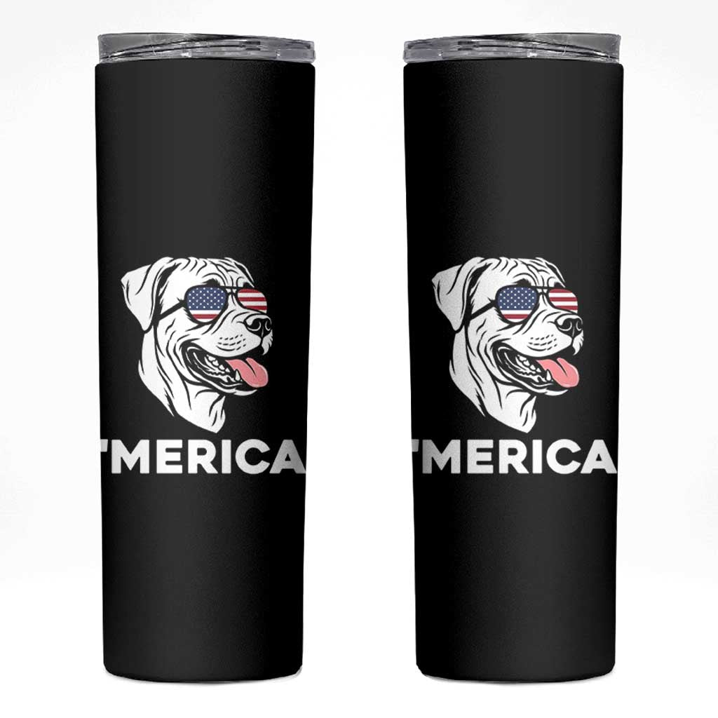 Patriotic Boxer Lover 4th Of July Dog Skinny Tumbler American Flag Merica Pride