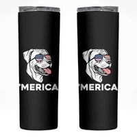 Patriotic Boxer Lover 4th Of July Dog Skinny Tumbler American Flag Merica Pride