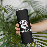 Patriotic Boxer Lover 4th Of July Dog Skinny Tumbler American Flag Merica Pride