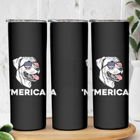 Patriotic Boxer Lover 4th Of July Dog Skinny Tumbler American Flag Merica Pride