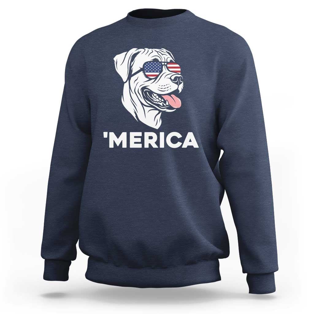 Patriotic Boxer Lover 4th Of July Dog Sweatshirt American Flag Merica Pride
