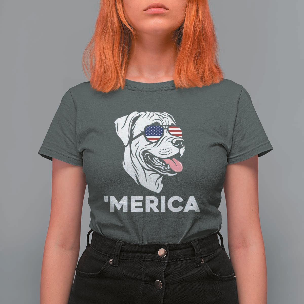 Patriotic Boxer Lover 4th Of July Dog T Shirt For Women American Flag Merica Pride