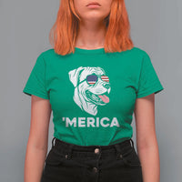 Patriotic Boxer Lover 4th Of July Dog T Shirt For Women American Flag Merica Pride