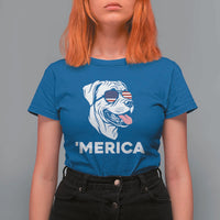 Patriotic Boxer Lover 4th Of July Dog T Shirt For Women American Flag Merica Pride