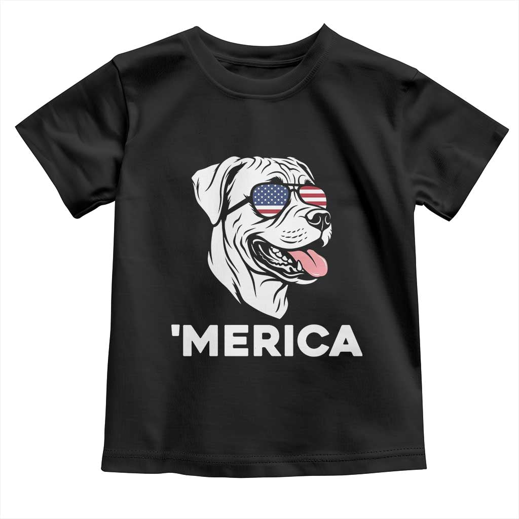 Patriotic Boxer Lover 4th Of July Dog Toddler T Shirt American Flag Merica Pride