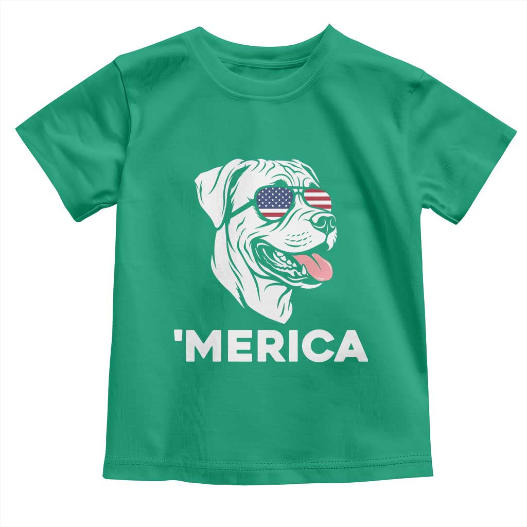 Patriotic Boxer Lover 4th Of July Dog Toddler T Shirt American Flag Merica Pride