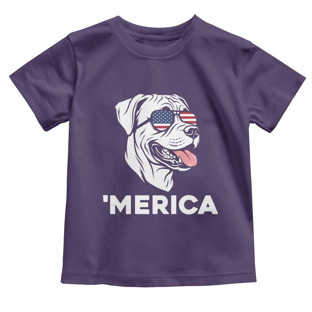 Patriotic Boxer Lover 4th Of July Dog Toddler T Shirt American Flag Merica Pride